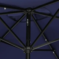 Nassau 6.5-ft x 10-ft Rectangular Market Umbrella with LED Bulb Lights - Navy Blue - Breez-Tex