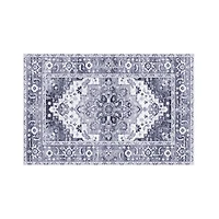 Mainstays Traditional Medallion Accent Scatter Mat, Blue and Light Grey, 30 in x 45 in, Machine Washable, for Hallway, Bedroom, Kitchen, Bathroom.