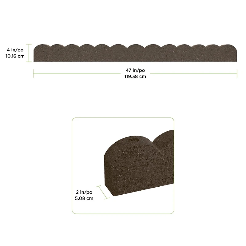EzBorder Scallop Garden Border 2" Thick in Earth Colour - 2 Pack