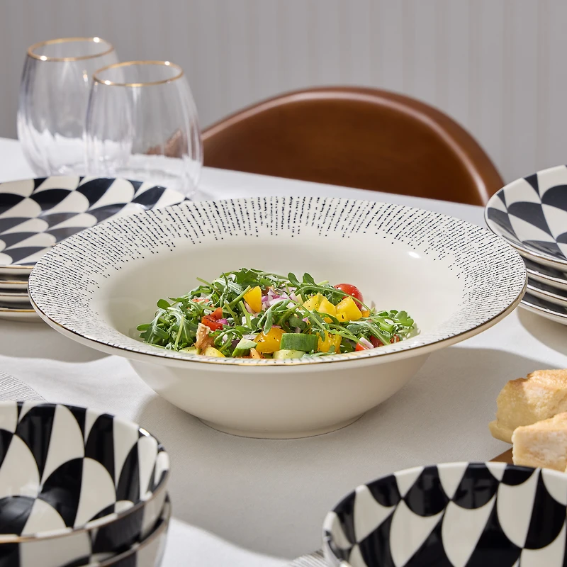 Thyme & Table Riley 3-Piece Serving Bowl with Acacia Serving Spoon and Fork Set