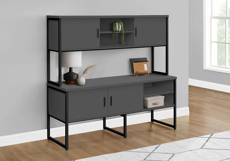 Monarch Specialties Office Credenza, 72"l, Home Office, Work, Storage Doors, Commercial Grade, White Laminate, Silver Metal, Contemporary