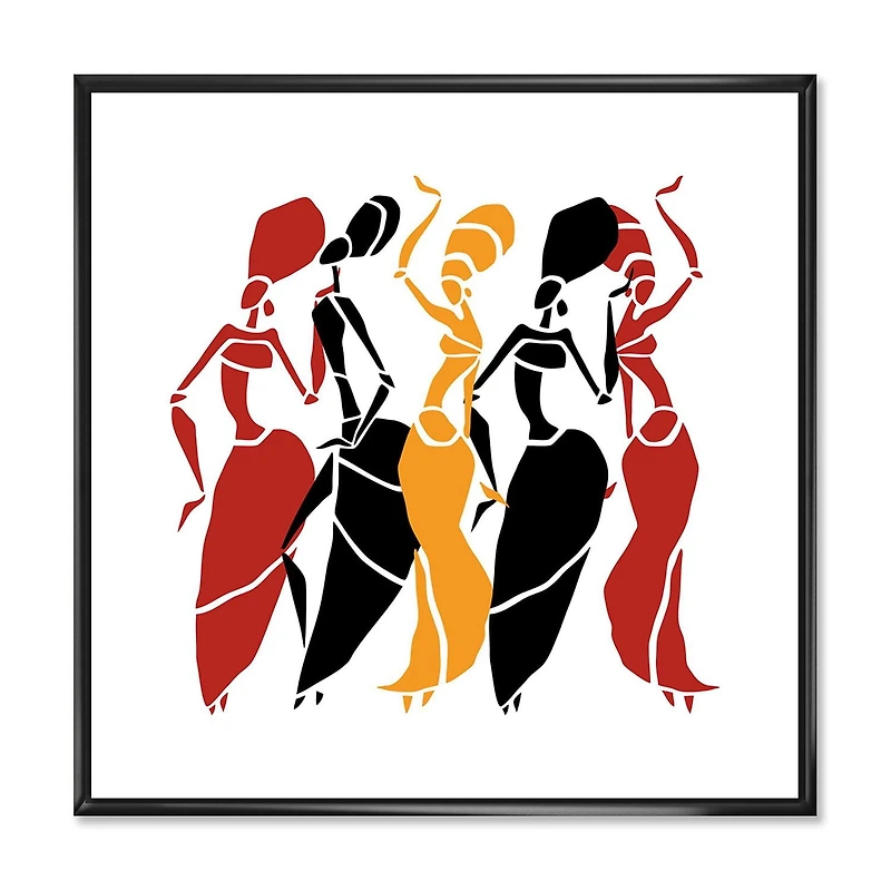 Designart Beautiful Dancers Afro American Silhouettes FLOAT FRAME WALL ART