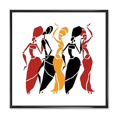 Designart Beautiful Dancers Afro American Silhouettes FLOAT FRAME WALL ART