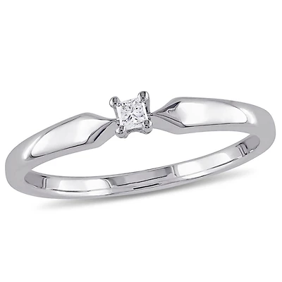 Bague solitaire Miabella avec diamant de coupe princesse en argent sterling