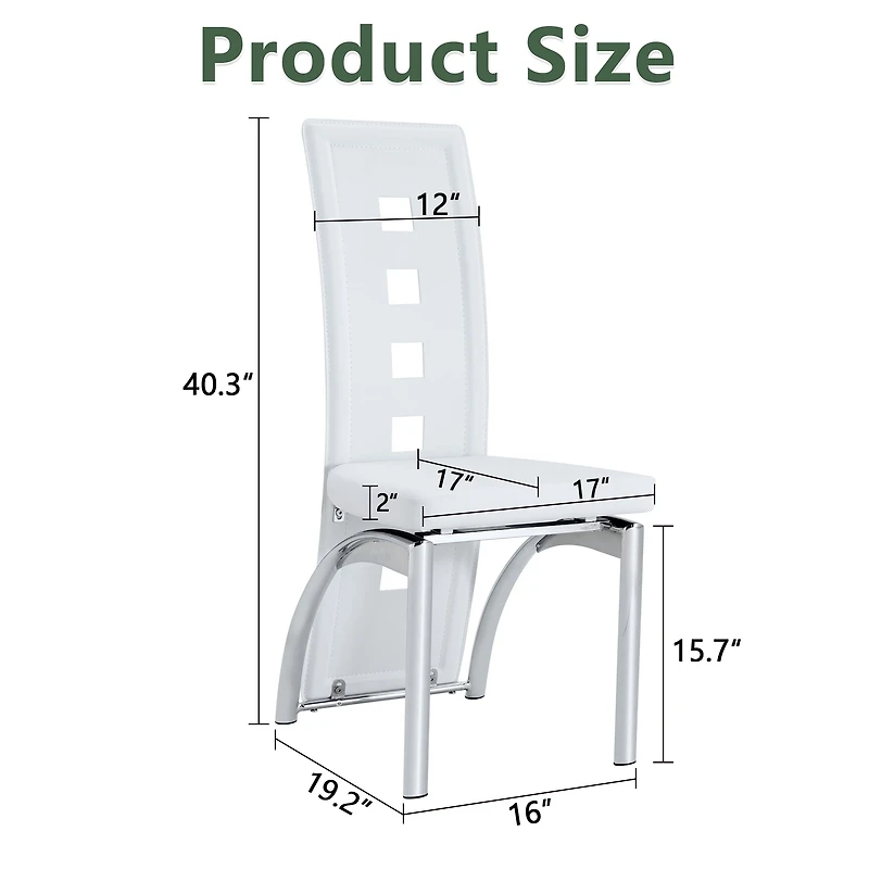 Noble House Modern Minimalist 2-Piece Dining Chair Set - White Saddleback