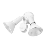 Globe Electric 300W Weather Resistant Motion Sensor Activated Twin Light Security Light, White Finish, 180 Degree Detection Zone (79770)