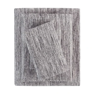 Mainstays – Parure de lit en jersey extra doux, enrichi en coton, pour adulte, Queen, couleur Gris Spacedyed, 4 pièces