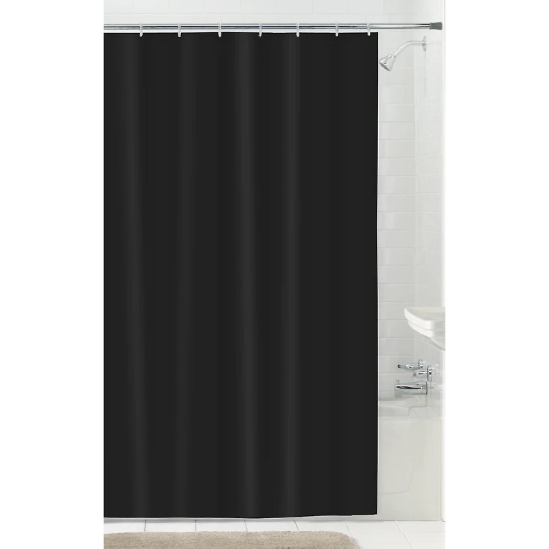 Mainstays Fabric Shower Liner, 70" x 71", Black