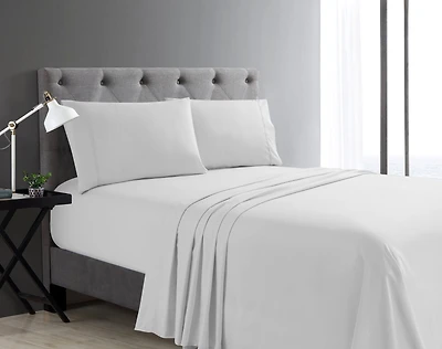 Swift Home Basic Ensemble de draps 4 pièces format grand lit, ultra doux, poches profondes, entretien facile, ensemble de literie, blanc