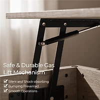 Fullfurnique Lift Top Coffee Table with Large Hidden Compartment and Storage Open Shelf, Gray