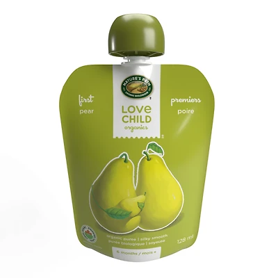 Purée premières poires Simple Firsts Love Child Organics, 128 ml, sachet