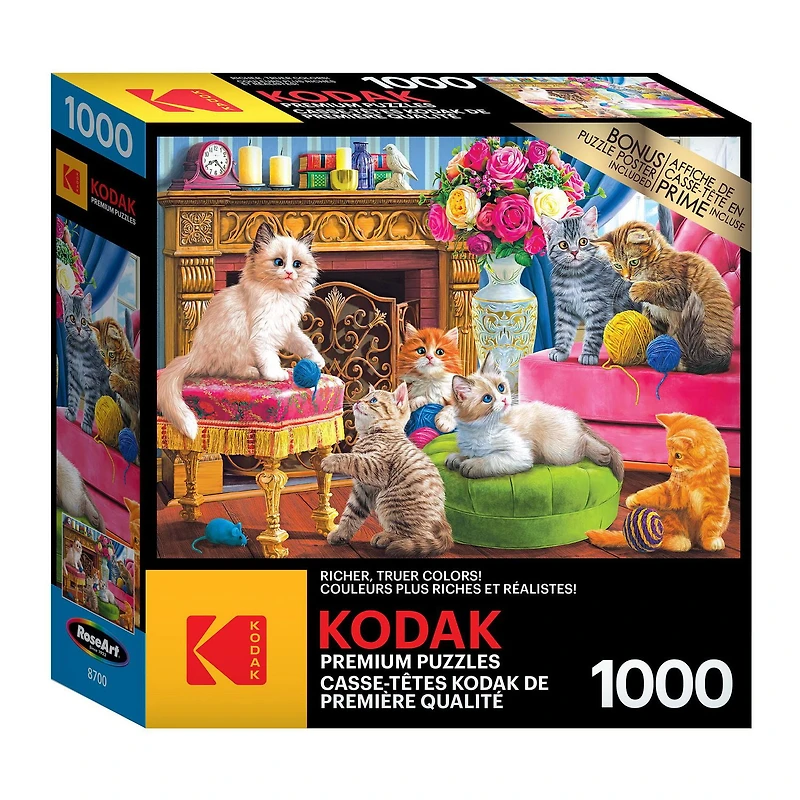 Kodak 1000 Piece Jigsaw Puzzle - Kittens Fireplace