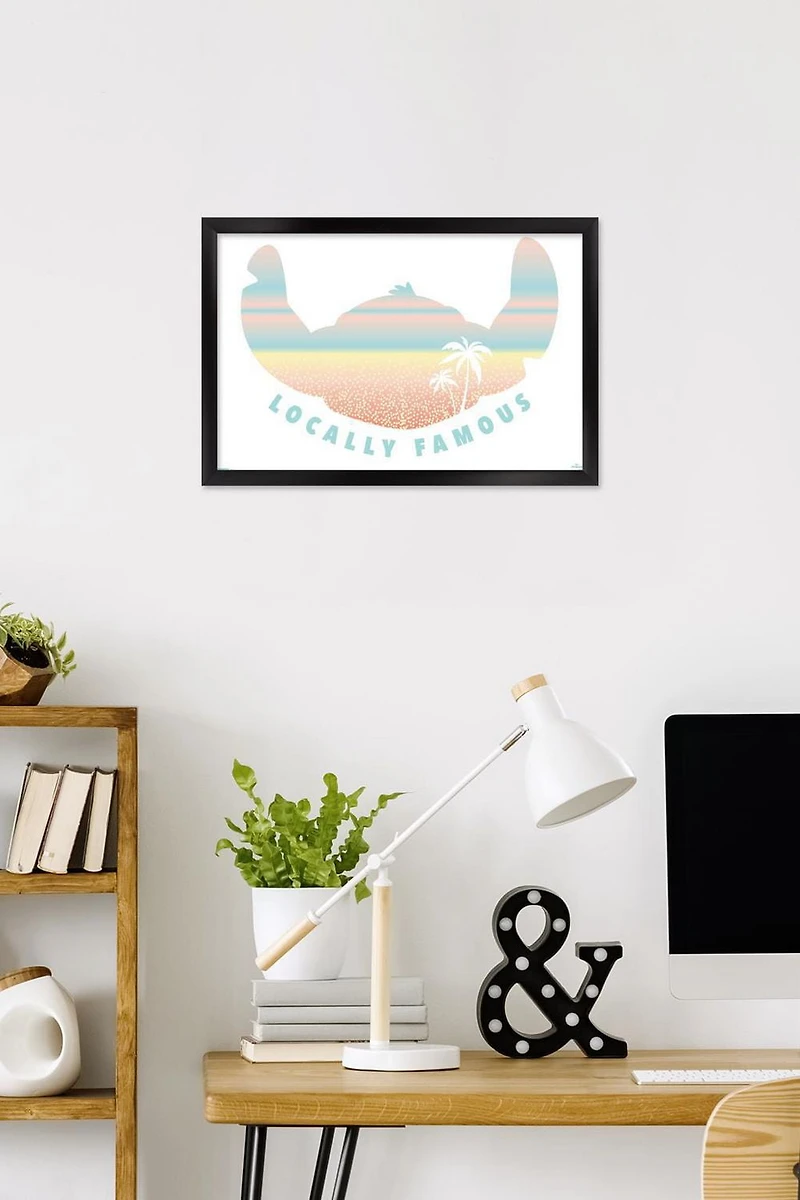 Disney Lilo and Stitch: Beach Vibes - Locally Famous Wall Poster, 14.725" x 22.375" Framed