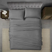 Swift Home Basic 4-Piece King Size Sheet Set, Ultra Soft, Deep Pocket, Easy Care Bedding Set, Gray