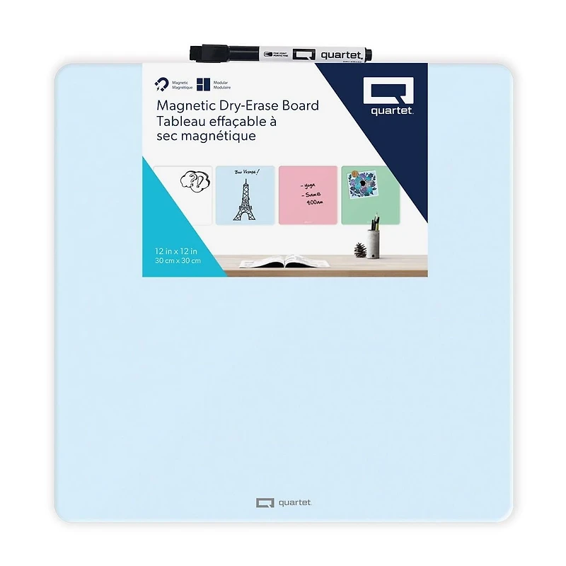 Quartet Magnetic Dry-Erase Tin Tiles, Frameless, Assorted Colours, 12" x 12"