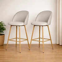 Homy Casa Set of 2 Modern Bar Stool with Fabric Upholstery - 26 in. Seat Height Adjustable Seat for Kitchen Island