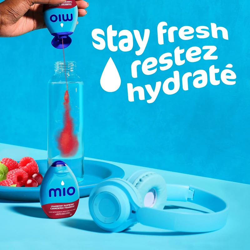 Aromatisant D'Eau Liquide Canneberges Et Framboises, Bouteille