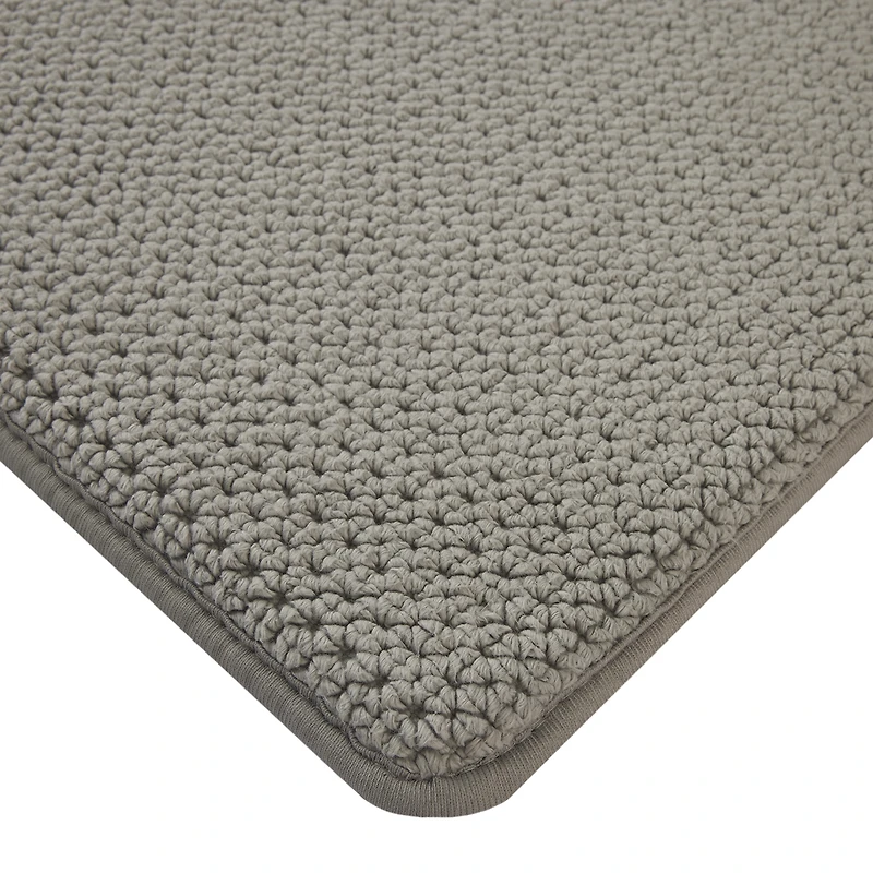 Better Homes & Gardens Signature Soft Cotton Memory Foam Bath Rug, Soft Silver, 20" x 34"
