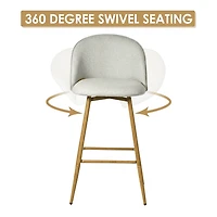 Homy Casa Set of 2 Modern Bar Stool with Fabric Upholstery - 26 in. Seat Height Adjustable Seat for Kitchen Island