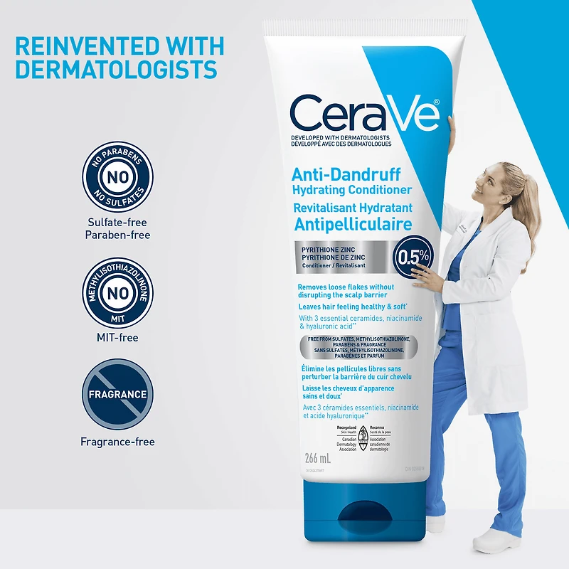 CeraVe Anti-Dandruff Hydrating Conditioner, Clinically Tested Conditioner with 0.5% Pyrithione Zinc, 266mL