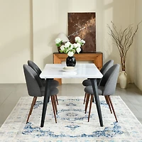 Homy Casa Set of 2 Armless Dining Chairs with Curved Upholstered Back, Grey Fabric