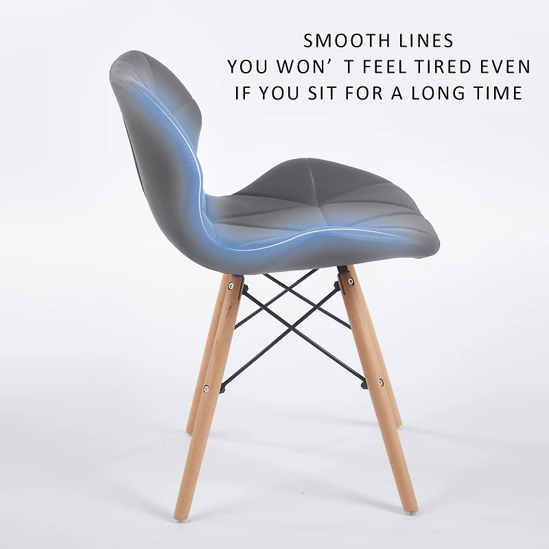 Noble House Modern Dining Chair with Backrest,High-Resilience Sponge Filling and PU Leather Surface,Set of 2 (Grey)