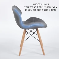 Noble House Modern Dining Chair with Backrest,High-Resilience Sponge Filling and PU Leather Surface,Set of 2 (Grey)
