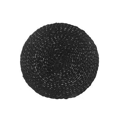 Set De Table Rond En Tissage Naturel Fait À La Main Noir - Lot De 12