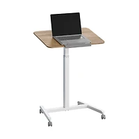 Seville Classics Natural Wood airLIFT® Pneumatic Tilting Mobile Desk Cart