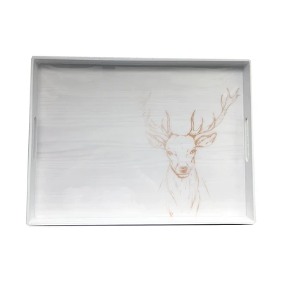 Holiday Time Plastic Rectangle Tray in White Color