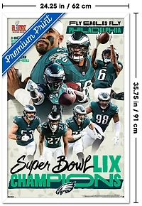 NFL Philadelphia Eagles - Super Bowl LIX Champions Wall Poster, 22.375" x 34" Framed