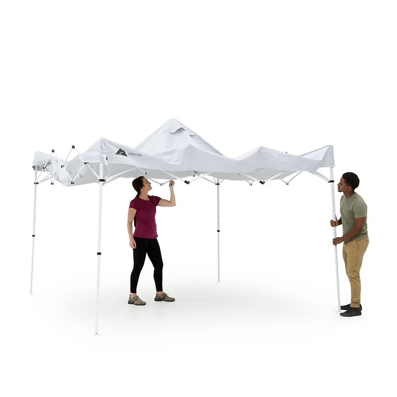 Ozark Trail 10ft x10ft Instant Pop Up Canopy Tent with Simple Push Setup – Straight Leg Pop-Up Tent for Tailgating, Camping & Events, white