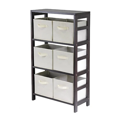 Winsome Capri 7pc Storage Shelf, Espresso/Beige Finish - 92851