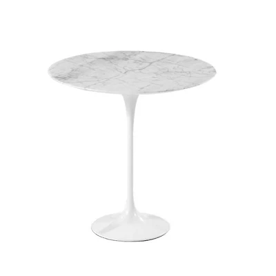 Table d'appoint blanche avec plateau en marbre