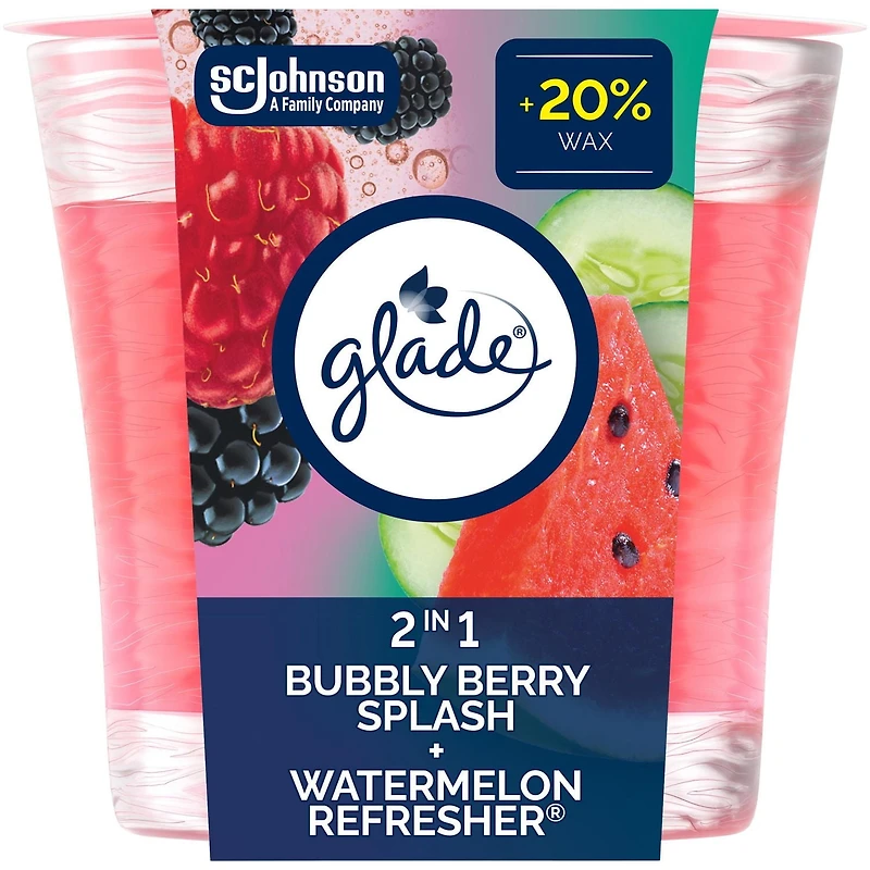 Glade® Scented Candle Air Freshener, Bubbly Berry Splash and Watermelon Refresher™