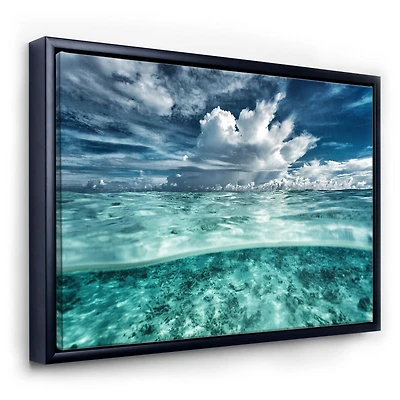 Designart Amazing Underwater Seascape And Clouds FLOAT FRAME WALL ART