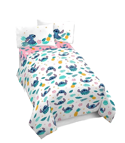Disney Lilo and Stitch Denim Hawaïen Ensemble de Draps 4-Pièces pour Lit 2 Places, Pour Enfants, 100% Polyester