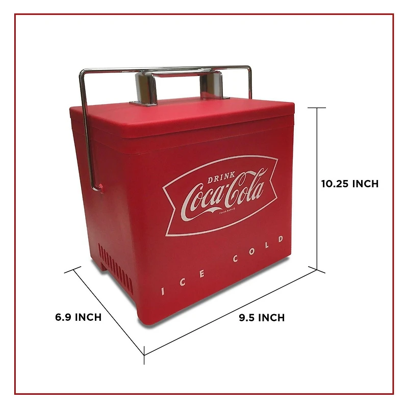 Coca-Cola 6 Can Retro AC/DC Electric Cooler, 4L (4.2 Quarts), Top Loading