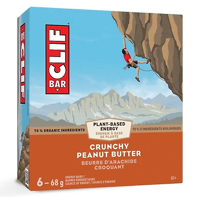 CLIF BAR, Crunchy Peanut Butter Energy Bar, 70% Organic Ingredients, No Artificial Flavours