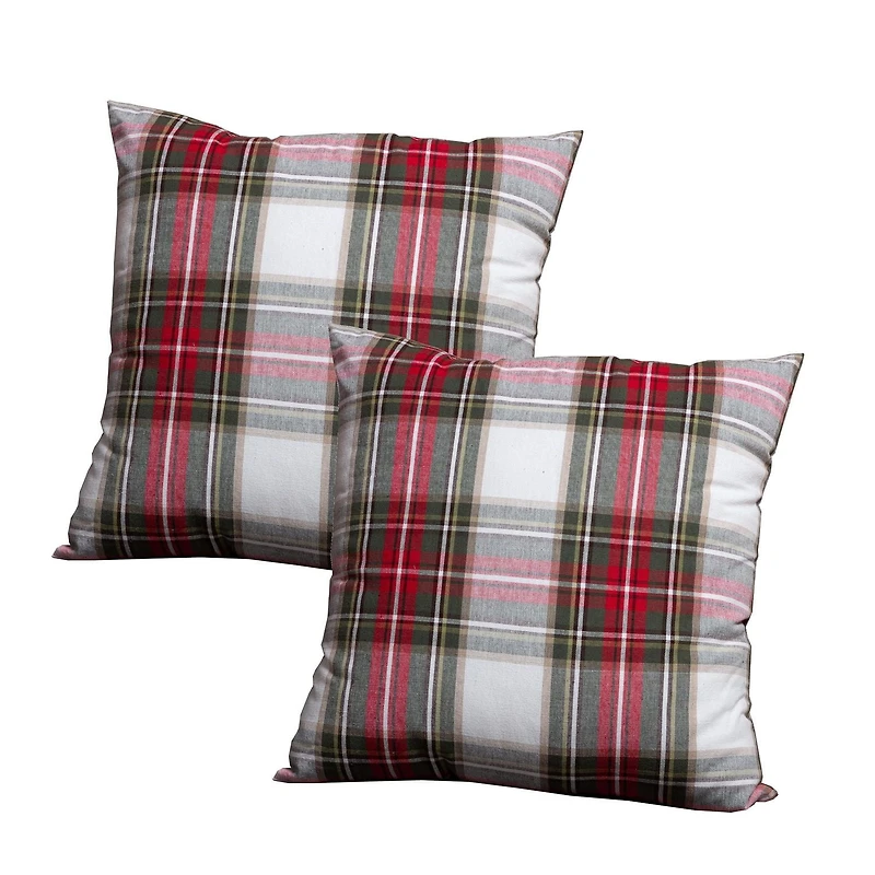 Celebration Plaid 2 Piece Cushion Set with 100% Cotton Cover