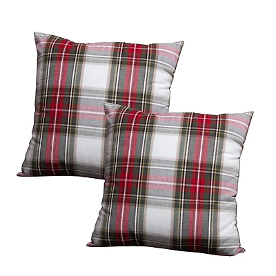Ensemble de 2 coussins Celebration Plaid avec housse 100% coton