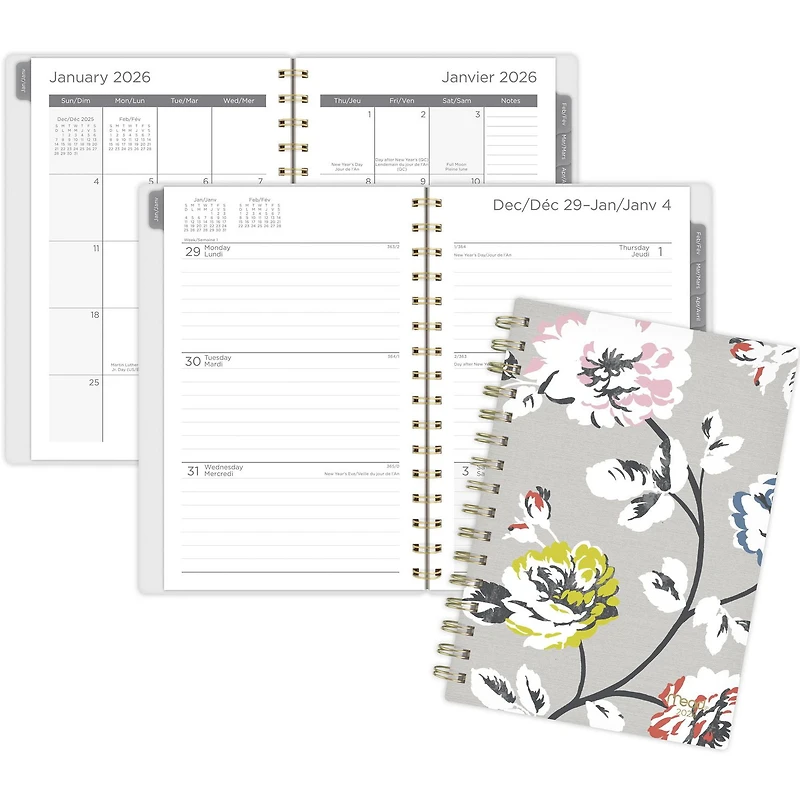 2026 Mead® Greyson Floral Small Weekly Clear Poly Cover Planner
