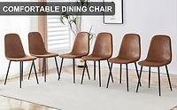 Noble House Modern Dining Chairs Set of 6,Brown Suede-Like Tech Fabric