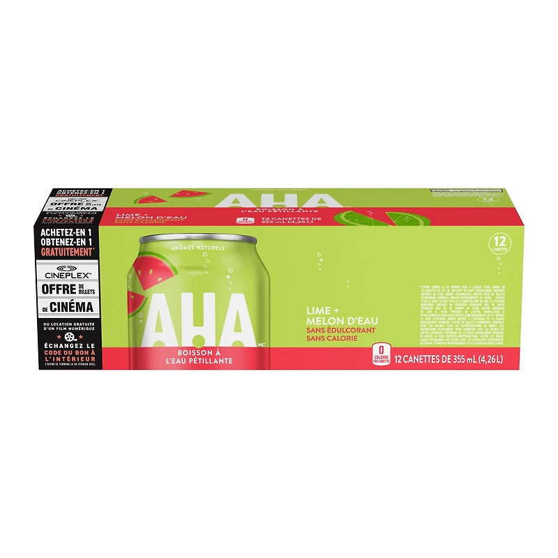 Aha Lime Watermelon Fridge Pack Cans, 355 mL, 12 Pack