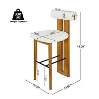 Noble House Renee Modern Bar Stool Set of 2,Ivory Upholstered Seat,Walnut + White