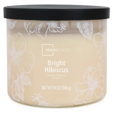 Bougie parfumée Mainstays à 3 mèches, enveloppée texturée Hibiscus, 14 oz