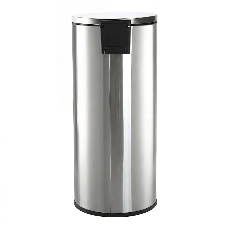 Poubelle de cuisine Better Homes & Gardens, 30 litres, en acier inoxydable, ronde, à pédale, avec couvercle à fermeture douce, argentée