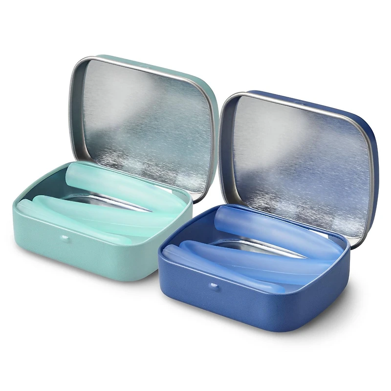 GoSili Standard Straw Tins, 2 pk, Cobalt/Mint