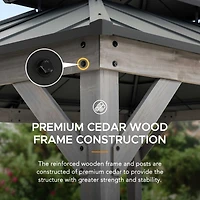 Sunjoy Outdoor Gazebo 10 X 12 ft. 2-tier Hardtop Grey Cedar Framed Gazebo with Steel Hardtop