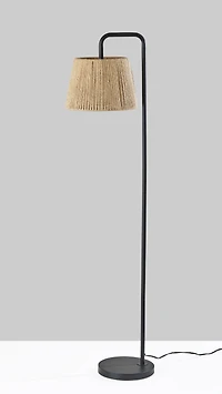 Mainstays Black Metal Floor Lamp with Rope Shade, Transitional Styling, Ideal for Office and Dorms, New